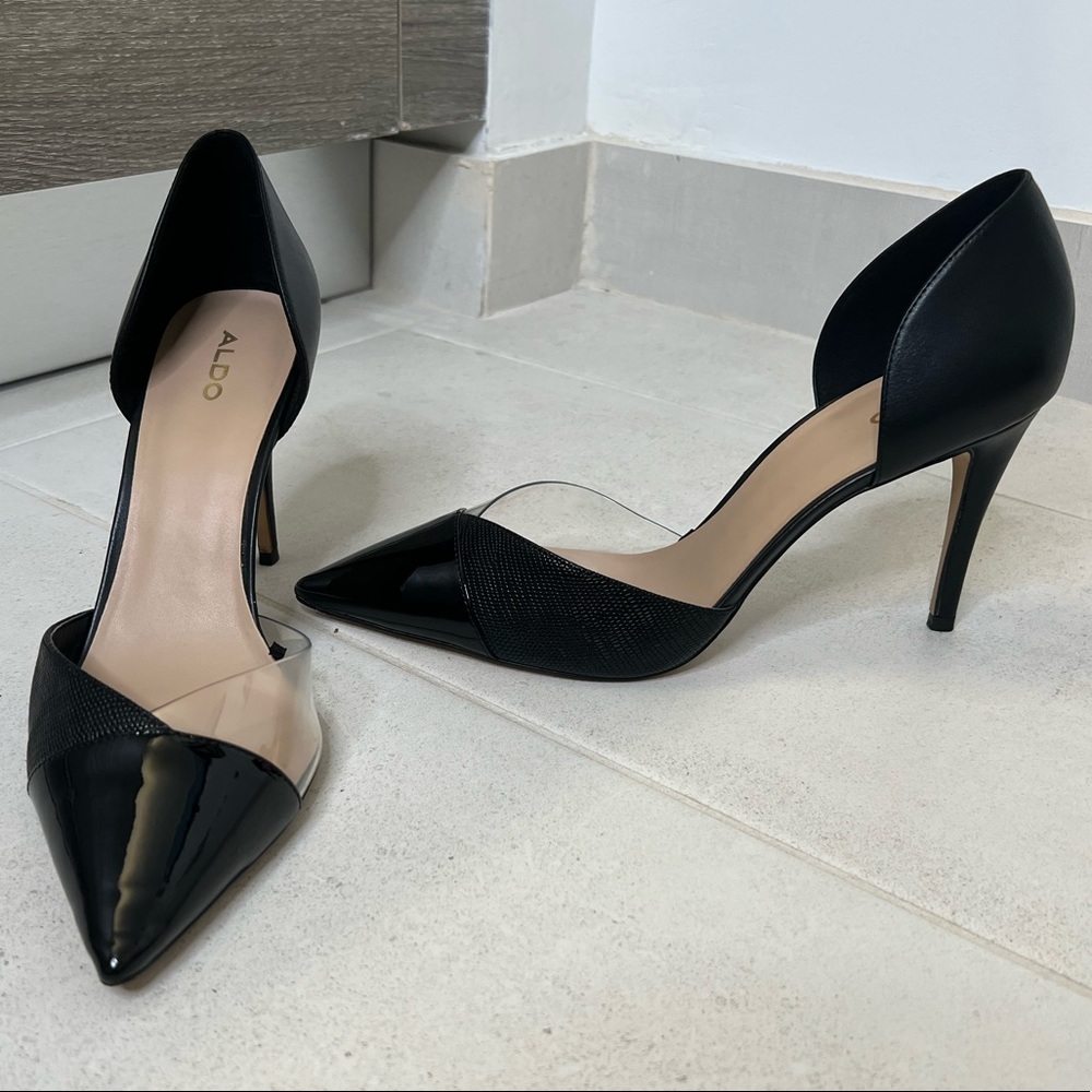 Aldo MoonGlow D'orsay Black Lizard Pointed Pumps